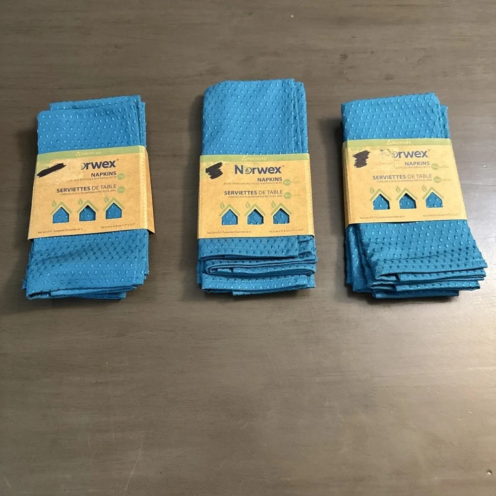 Norwex Counter Cloth Napkins 3 Set of 4 New In Package Teal 12 Total
